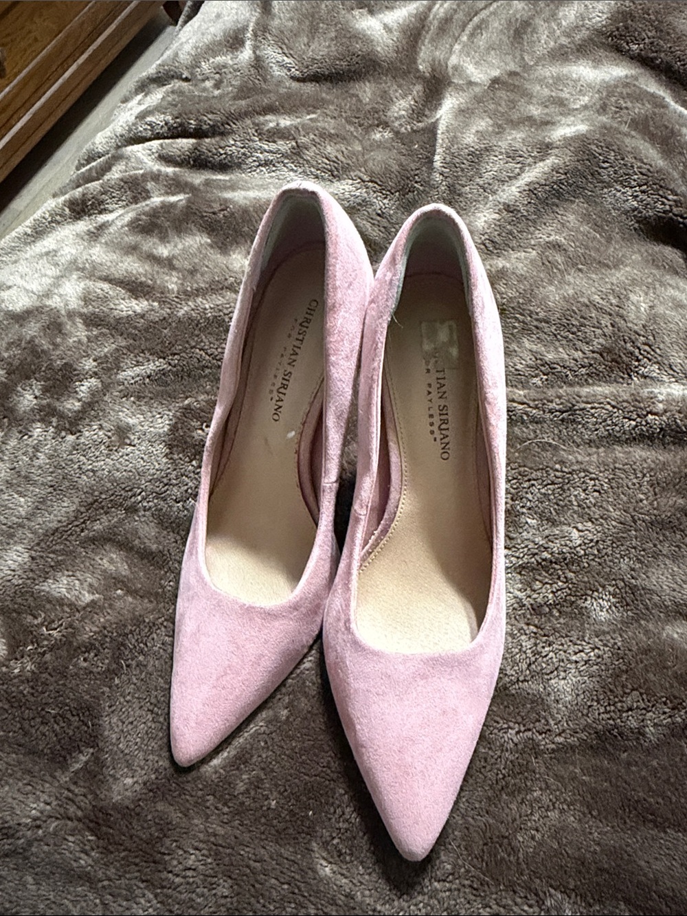 Christian Siriano Pink Suede Pointed-Toe Pumps